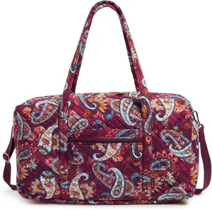 Vera Bradley Women's Cotton Lay Flat Travel Duffle Bag, Paisley Jamboree, One Size