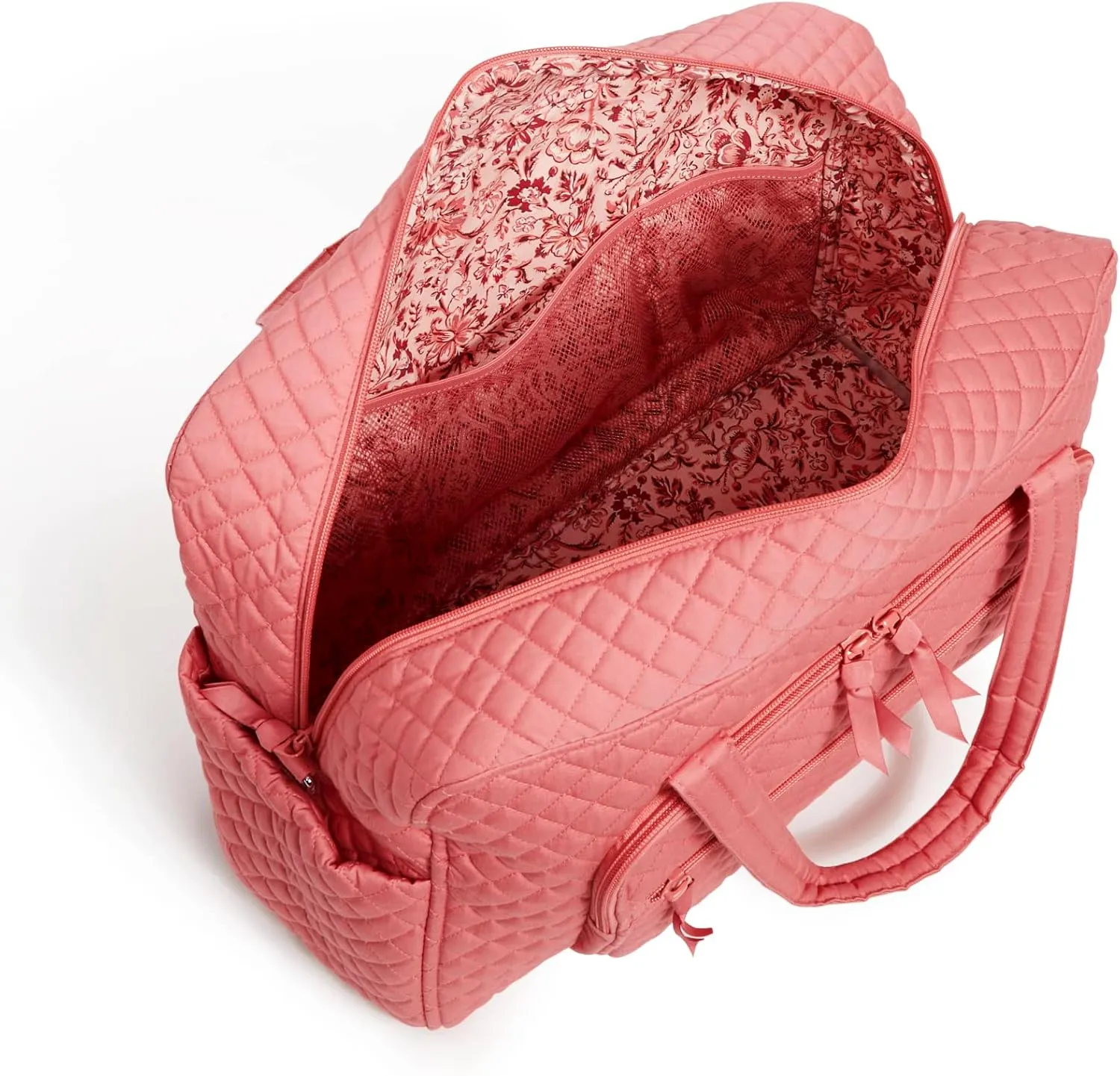 Vera Bradley Women's Cotton Weekender Travel Bag, Terra Cotta Rose - Recycled Cotton, One Size