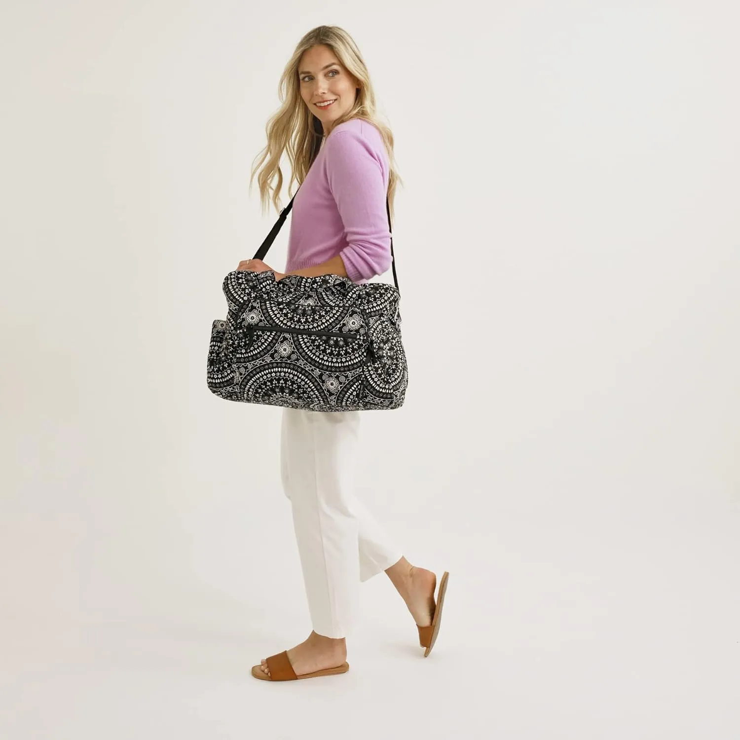 Vera Bradley Women's Cotton Weekender Travel Bag, Terra Cotta Rose - Recycled Cotton, One Size