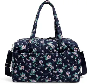 Vera Bradley Women's Performance Twill Medium Travel Duffle Bag, Navy Garden, One Size