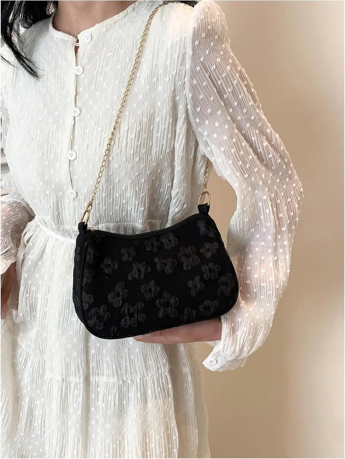 Verdusa Women's Floral Print Shoulder Bags Casual Underarm Purses with Chain Strap