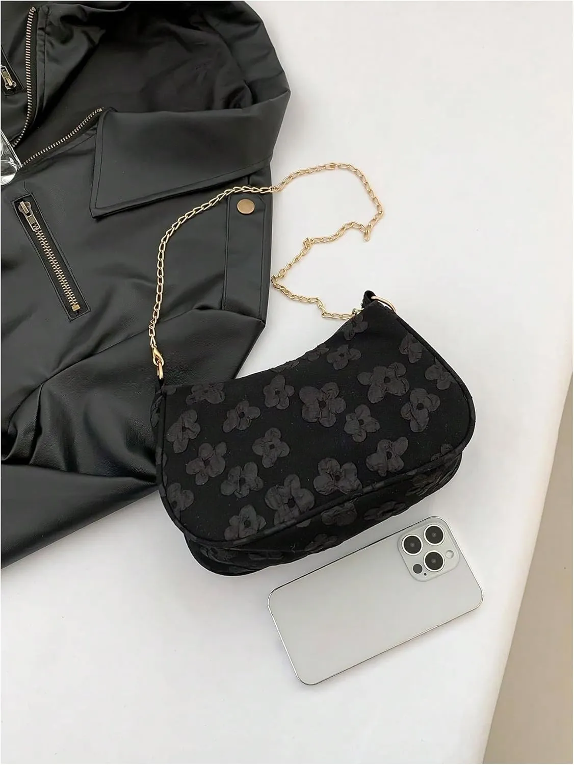 Verdusa Women's Floral Print Shoulder Bags Casual Underarm Purses with Chain Strap
