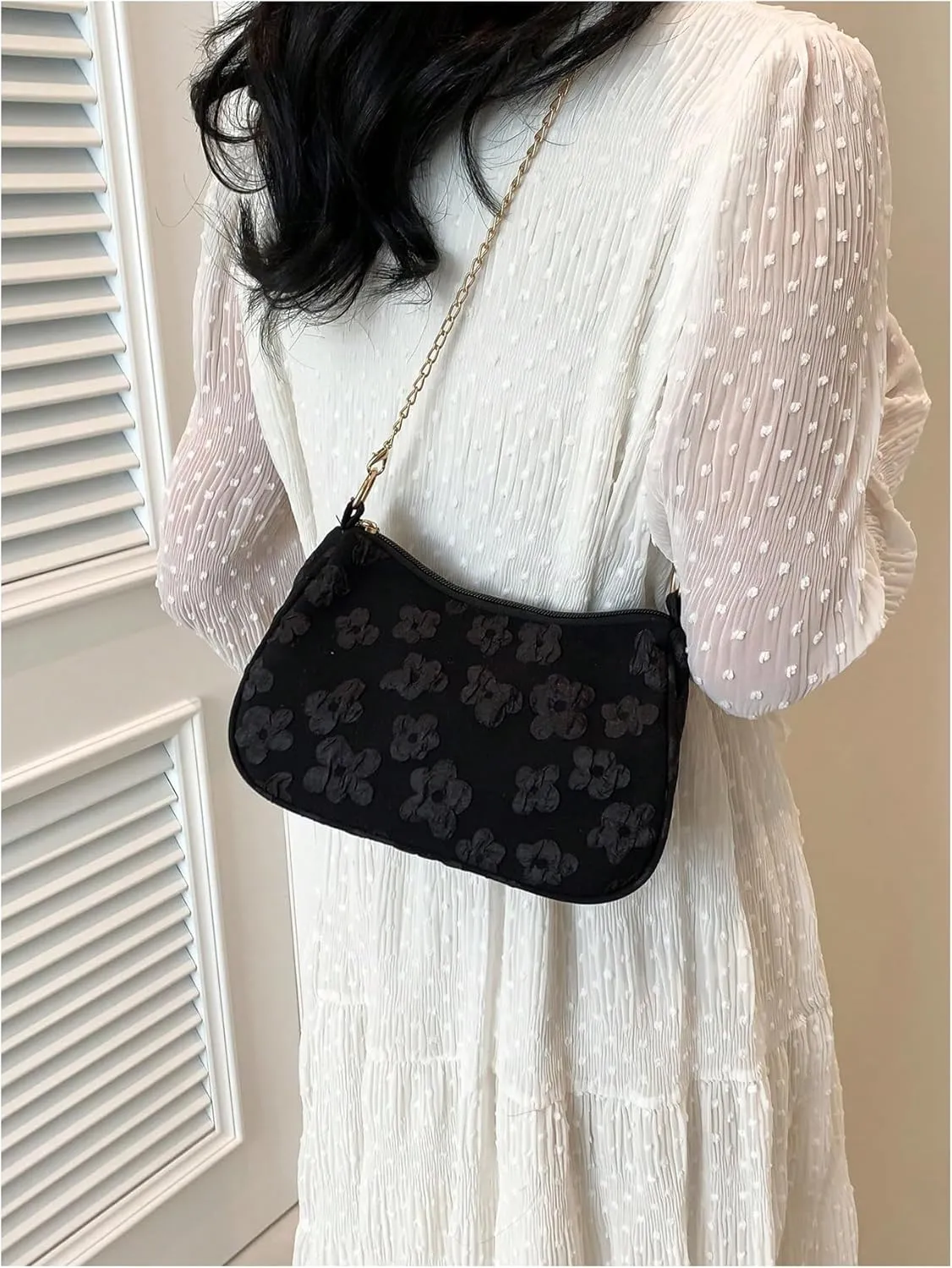 Verdusa Women's Floral Print Shoulder Bags Casual Underarm Purses with Chain Strap
