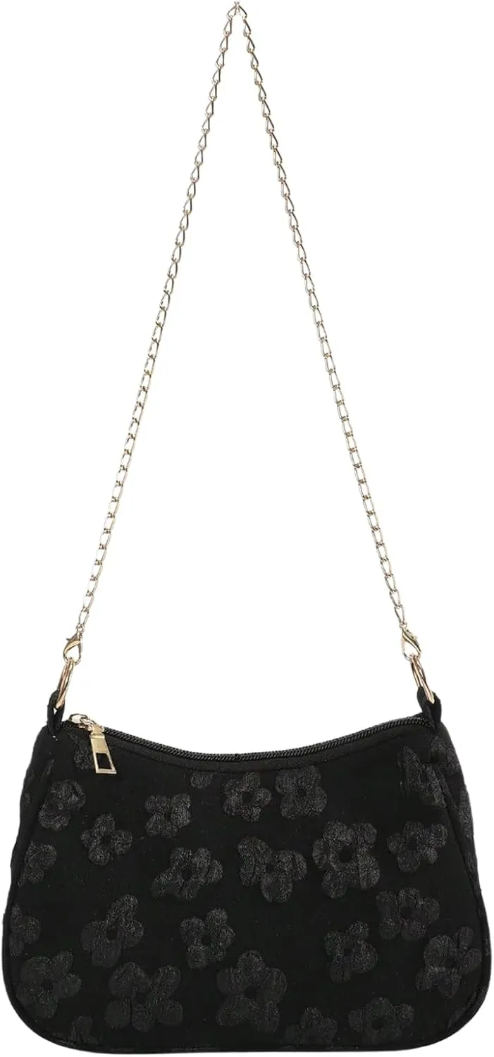 Verdusa Women's Floral Print Shoulder Bags Casual Underarm Purses with Chain Strap