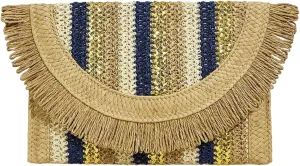 Verdusa Women's Fringe Straw Clutch Purses Woven Handbags Envelope Bag Wallet