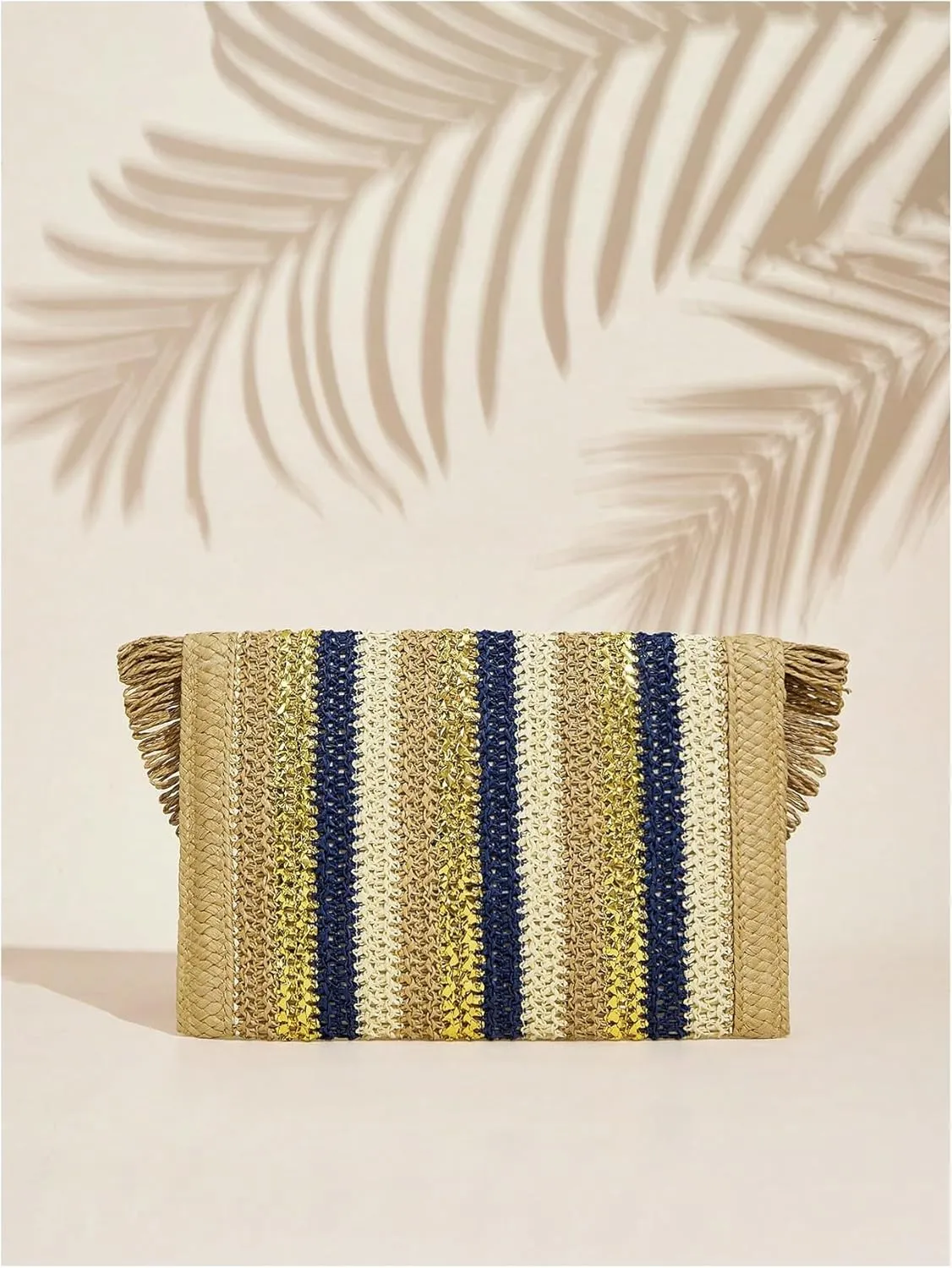 Verdusa Women's Fringe Straw Clutch Purses Woven Handbags Envelope Bag Wallet