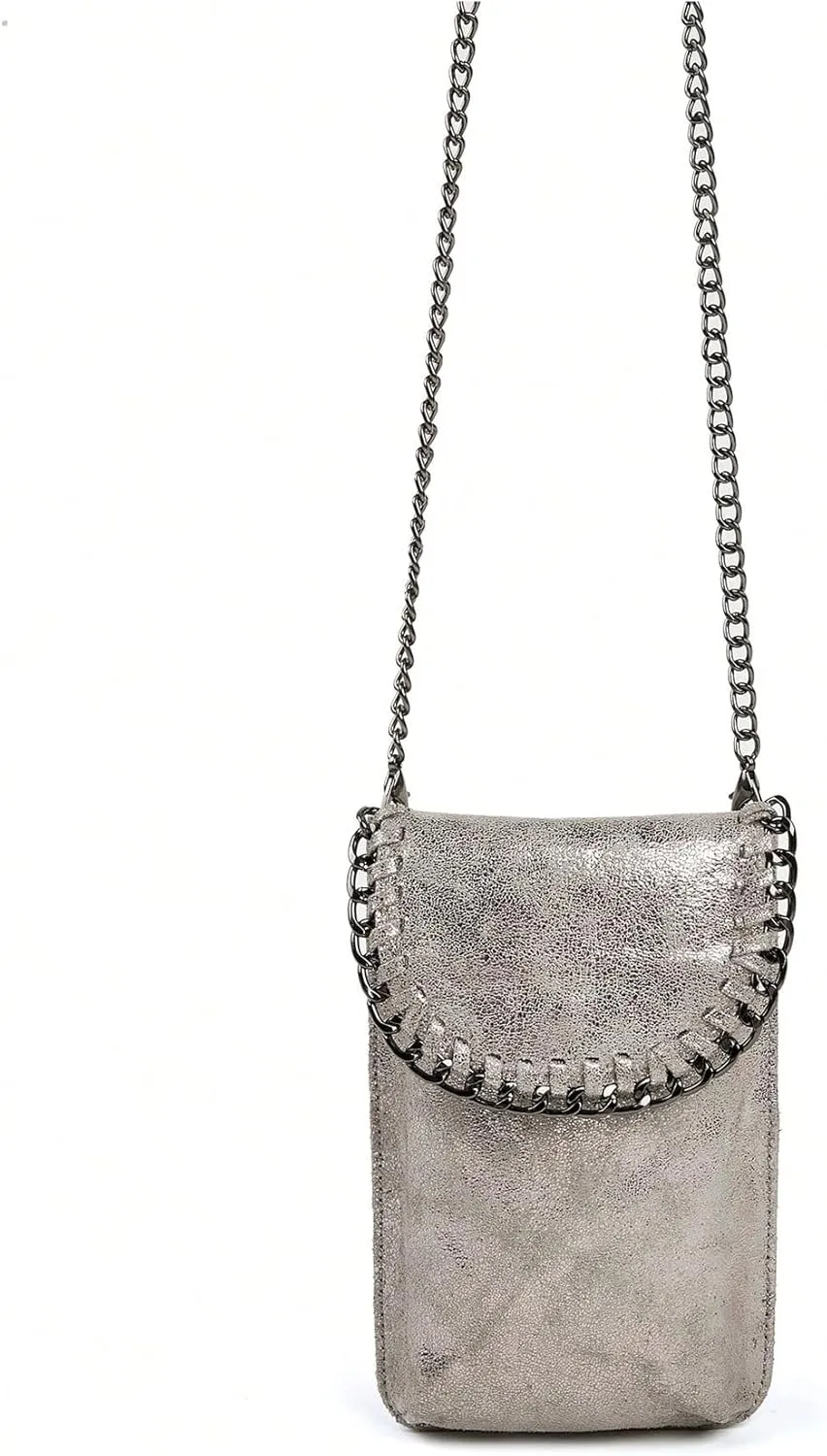 Verdusa Women's Metallic Small Crossbody Bag Casual Cell Phone Purse Chain Strap Shoulder Bags