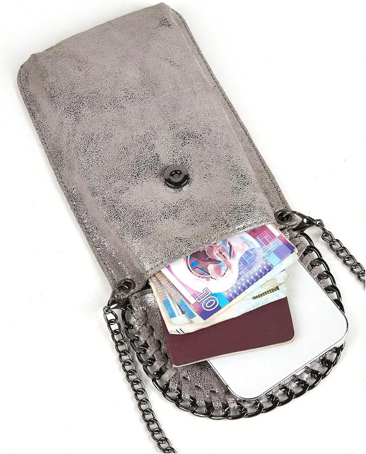 Verdusa Women's Metallic Small Crossbody Bag Casual Cell Phone Purse Chain Strap Shoulder Bags