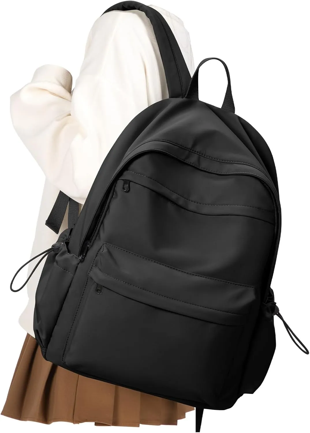 VGCUB School Backpack Waterproof Cute Aesthetic Simple High School Bag Lightweight Travel Casual Bookbag for Middle Girls Boys College Basic Teen Backpacks Women Men Black