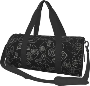 Video Game Controller Black Background Gym Duffle Bag Foldable Lightweight Carry On Weekender Travel Duffel Bags Sport Bags For Fitness Yoga Beach Swim Men Women