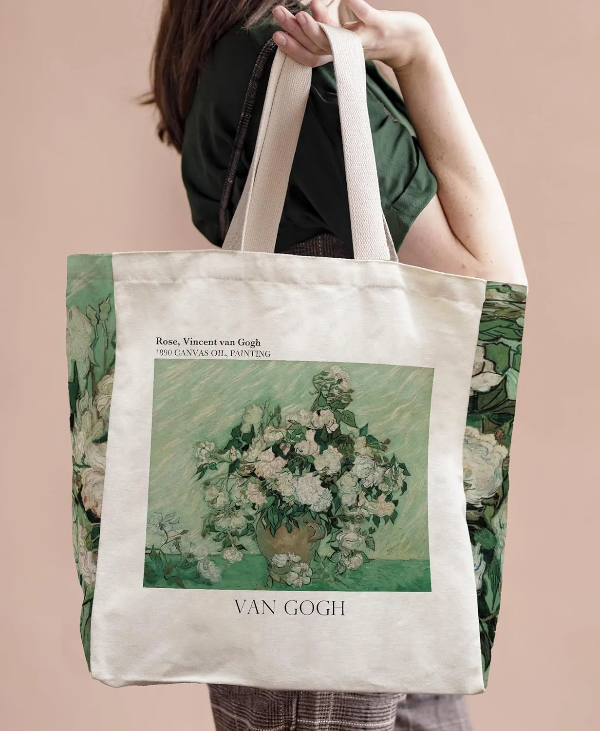 Vintage Aesthetic Canvas Tote Bag Reusable Personalized Shoulder Shopping Bag,