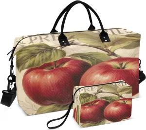 Vintage Apples Travel Duffel Bag, Shoulder Weekender Overnight Bags - Large Gym Bag with Wet Pocket