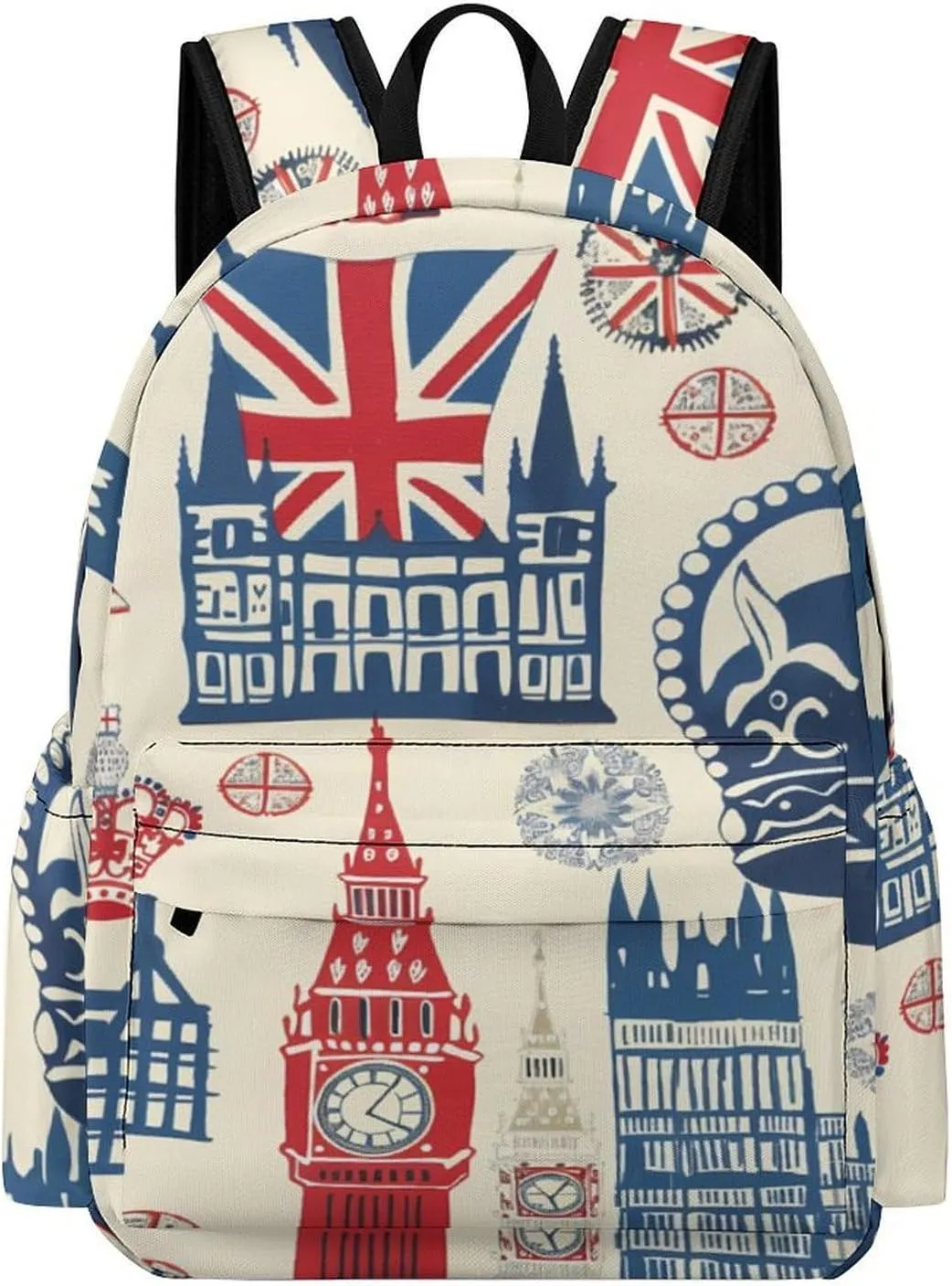 Vintage England London Big Ben Red Blue Crown Mini Backpack Cute Shoulder Bag Small Laptop Bag Travel Daypack for Men Women