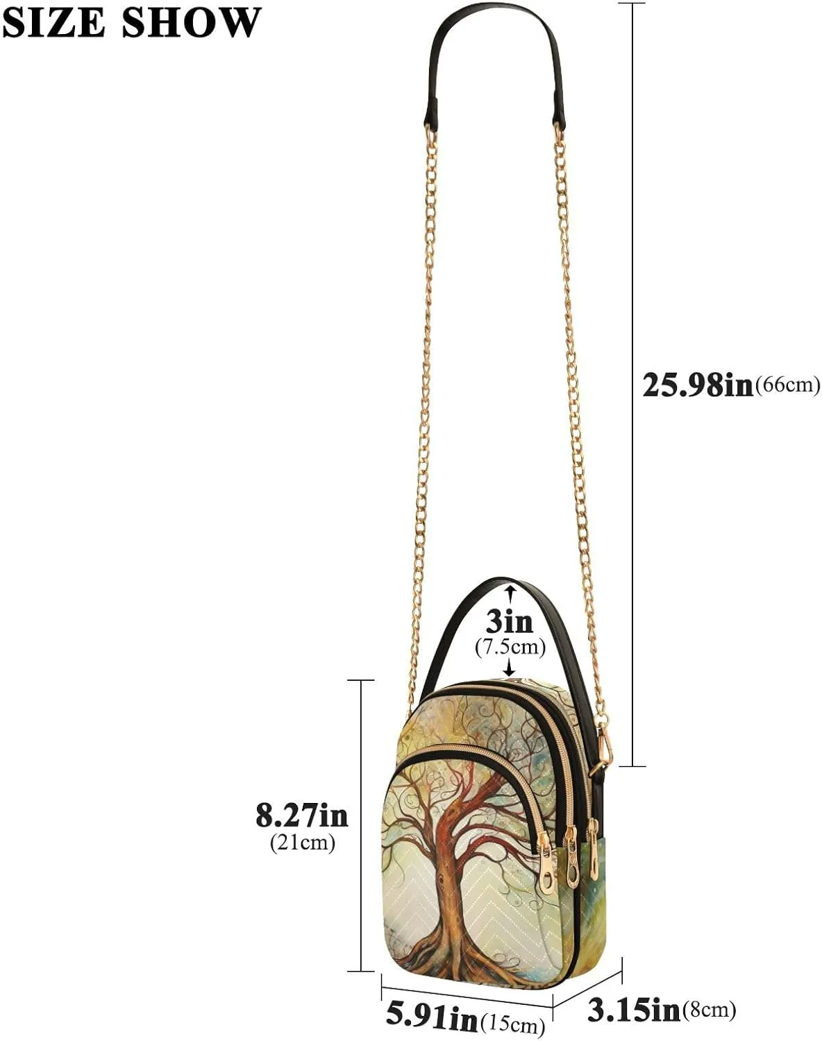 Vintage Floral with Blue Roses Triple Compartment Crossbody Bag, Ladies Shoulder Handbags