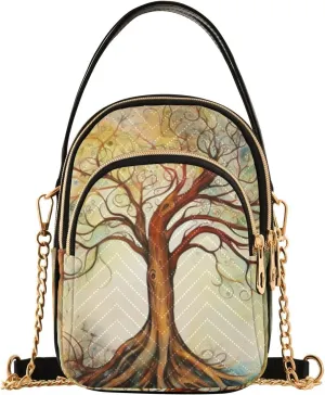 Vintage Floral with Blue Roses Triple Compartment Crossbody Bag, Ladies Shoulder Handbags