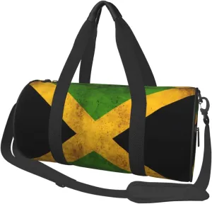 Vintage Jamaica Flag Round Travel Duffel Bag Large Capacity Gym Sports Bags for Hiking Vacation Trips