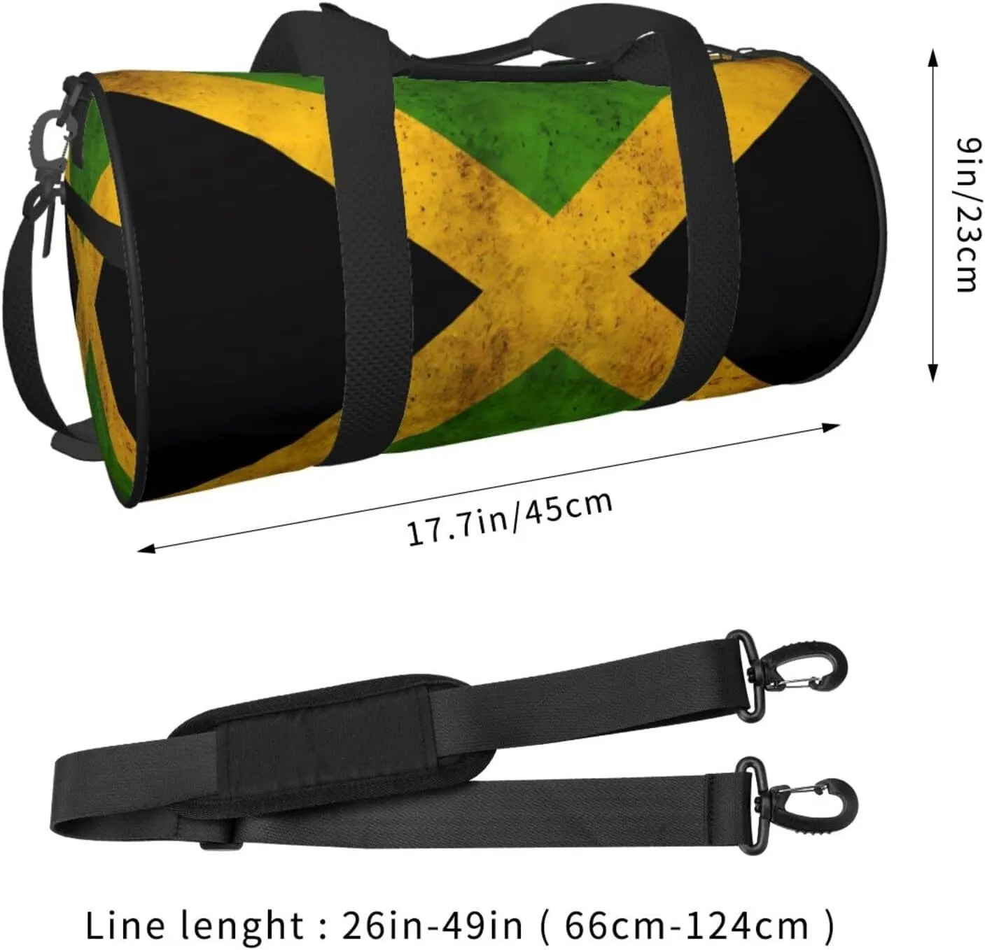 Vintage Jamaica Flag Round Travel Duffel Bag Large Capacity Gym Sports Bags for Hiking Vacation Trips