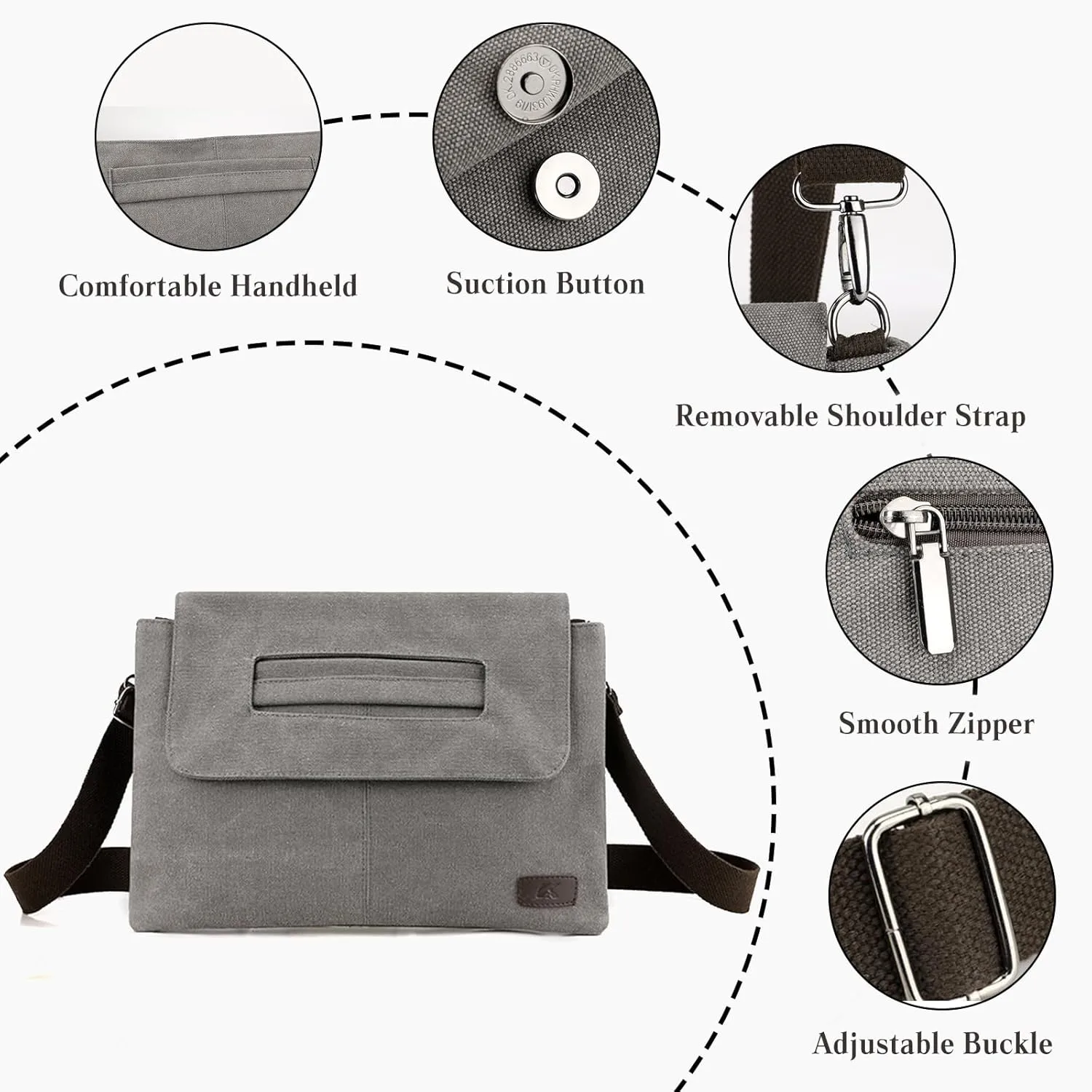 Vintage Men's Shoulder Bag Canvas Crossbody Bag Multifunctional Briefcase Tote Handbag Casual Top Handle Bag