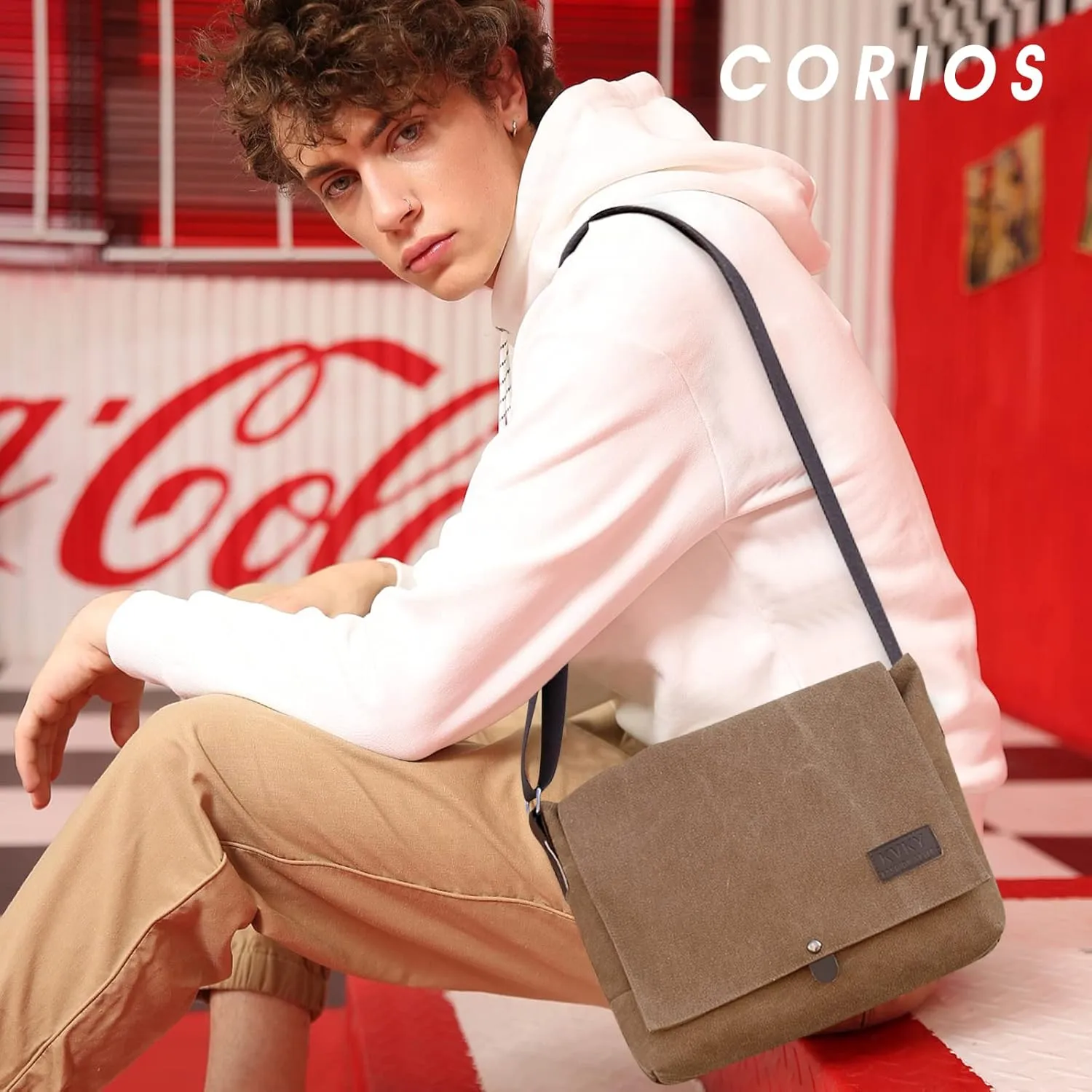 Vintage Men's Shoulder Bag Canvas Tote Handbag Crossbody Bag Casual Top Handle Bag