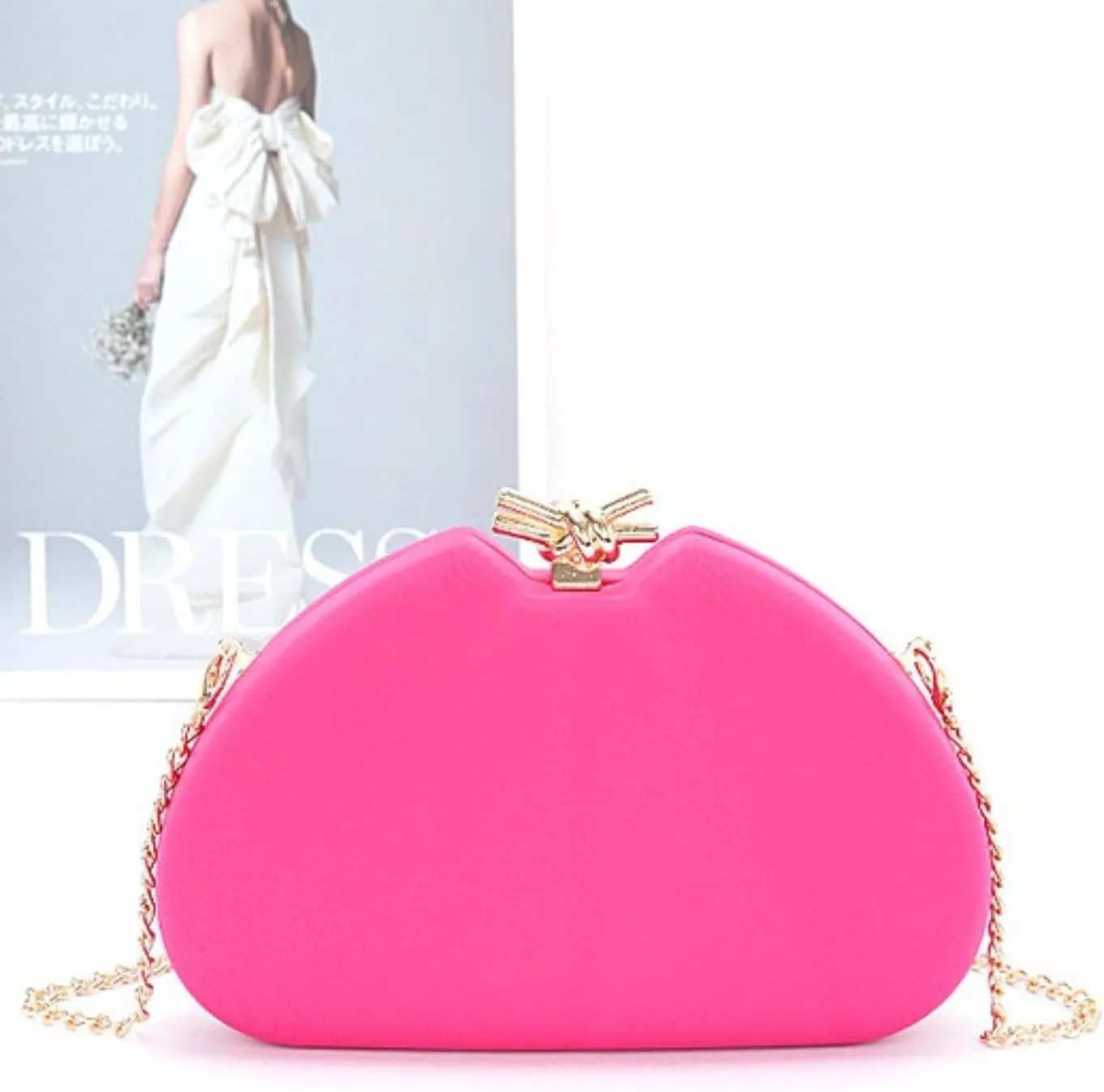 Vintage Satin Iconic Box Clutch Swing Bag Evening Bag for Women with Gold Chain Formal Wedding Bridal Purse Party Handbag