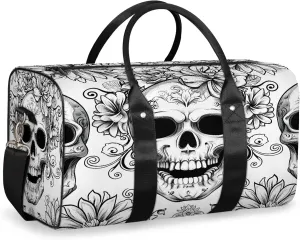 Vintage Skull Skeleton Travel Duffle Bag, Sports Gym Bags for Women Men, Carry On Weekender Overnight Workout Airplane Trips Bag