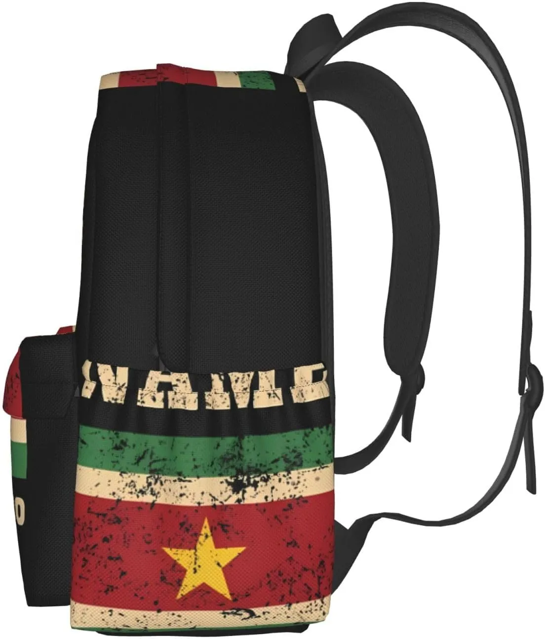 Vintage Suriname Surinamese Flag Casual Backpack Large Capacity Travel Backpacks Laptop Daypack Commuter Rucksack Adjustable Strap Sports Bags for Hiking Biking