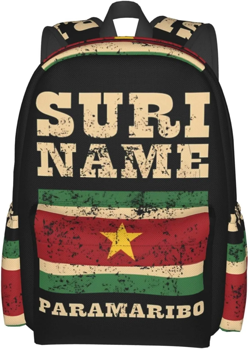 Vintage Suriname Surinamese Flag Casual Backpack Large Capacity Travel Backpacks Laptop Daypack Commuter Rucksack Adjustable Strap Sports Bags for Hiking Biking