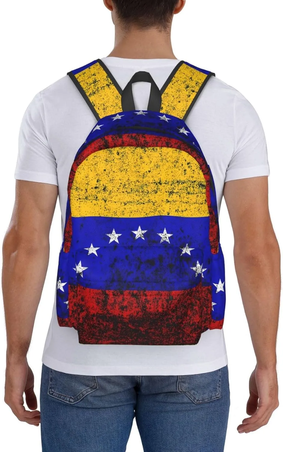 Vintage Venezuelan Venezuela Flags Casual Backpack Large Capacity Travel Backpacks Laptop Daypack Commuter Rucksack Adjustable Strap Sports Bags for Hiking Biking