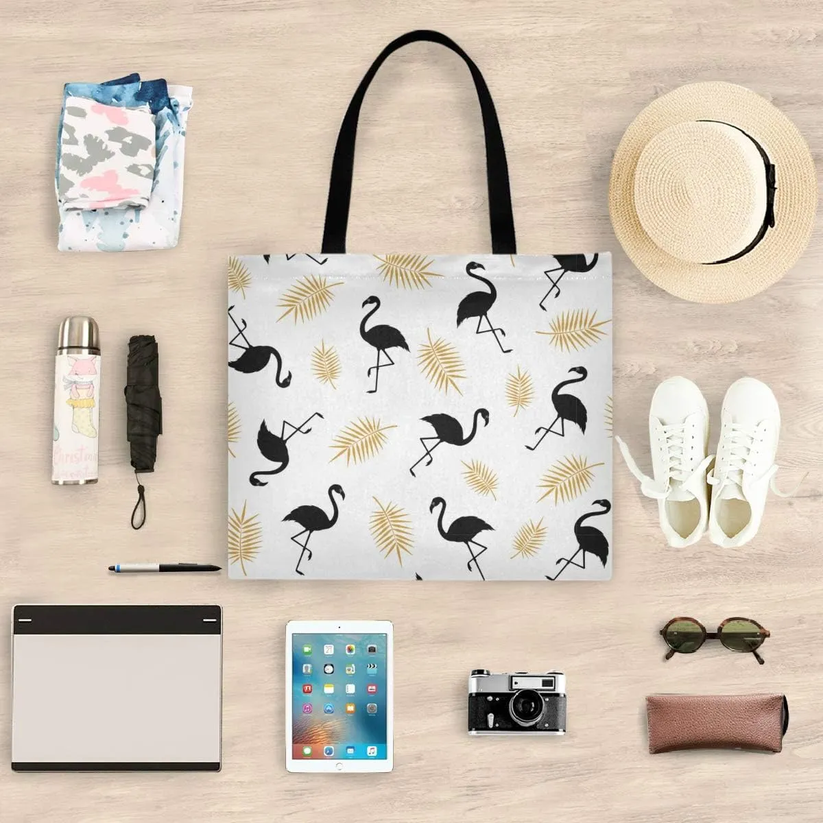 Visesunny Floral Beach Tote Stylish Travel Shopping Duty Bag with Long Handles