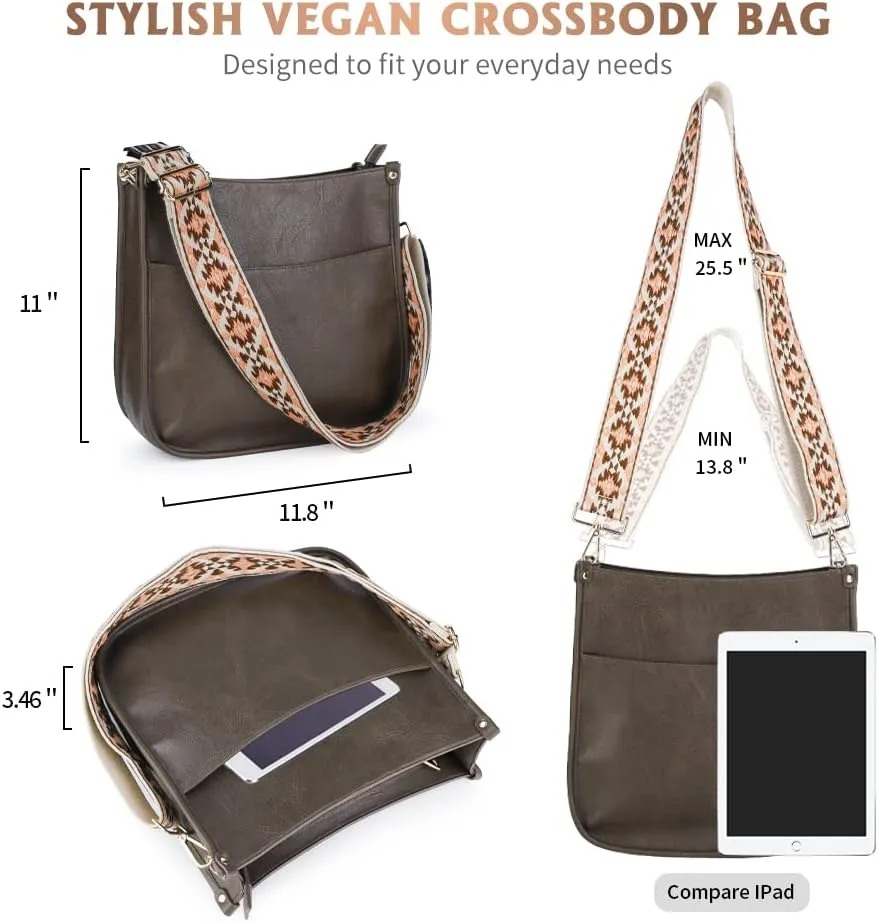 Viva Terry Vegan Leather Crossbody Fashion Shoulder Bag Purse with Adjustable Strap