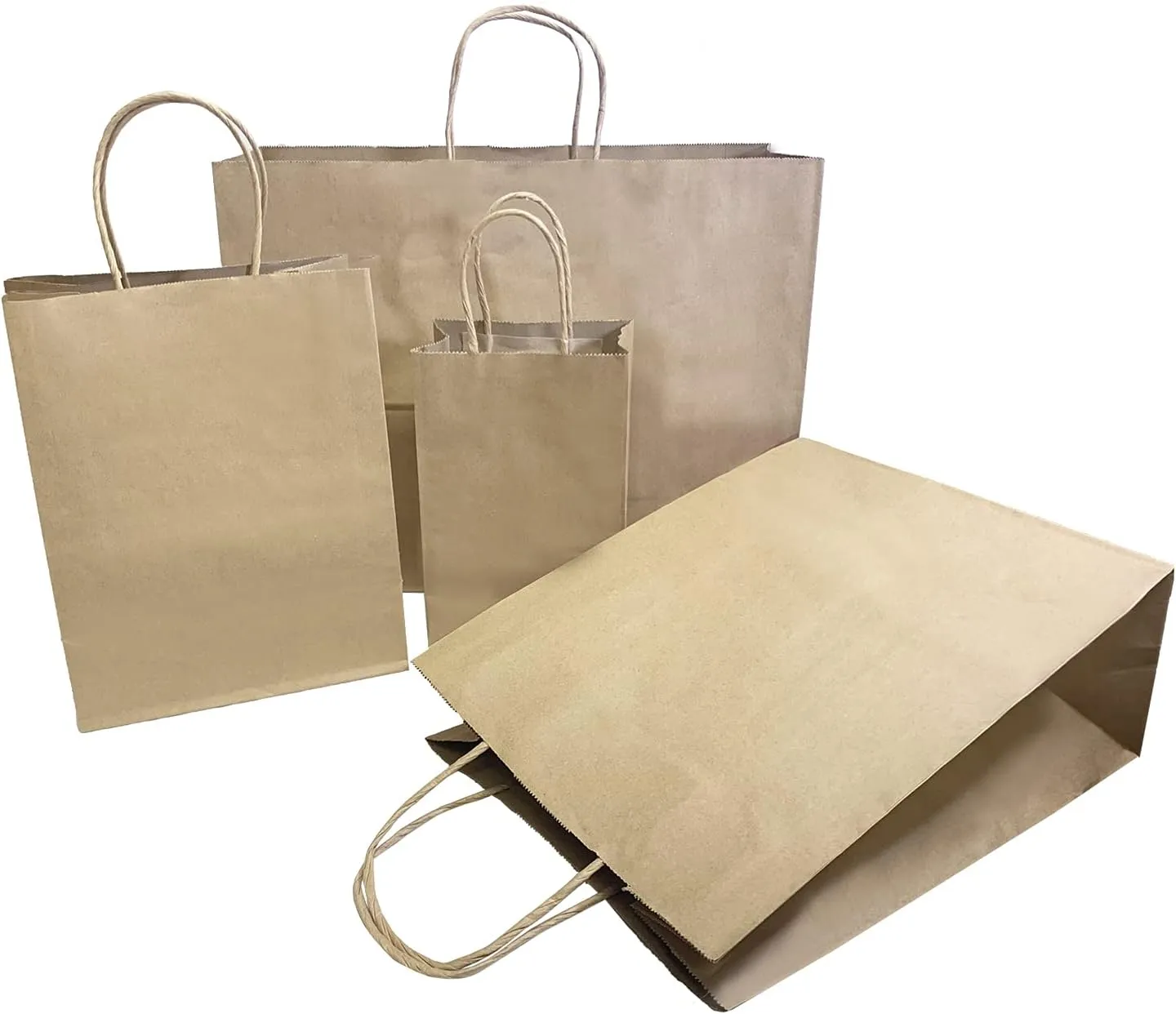 Vogue 100 Count Kraft Brown Paper Bags - 16"L x 6"W x 12"H, Twisted Handle, High Capacity, Perfect for Takeout, Wedding, Party Favor, Thank You, Shopping, Retail Bags