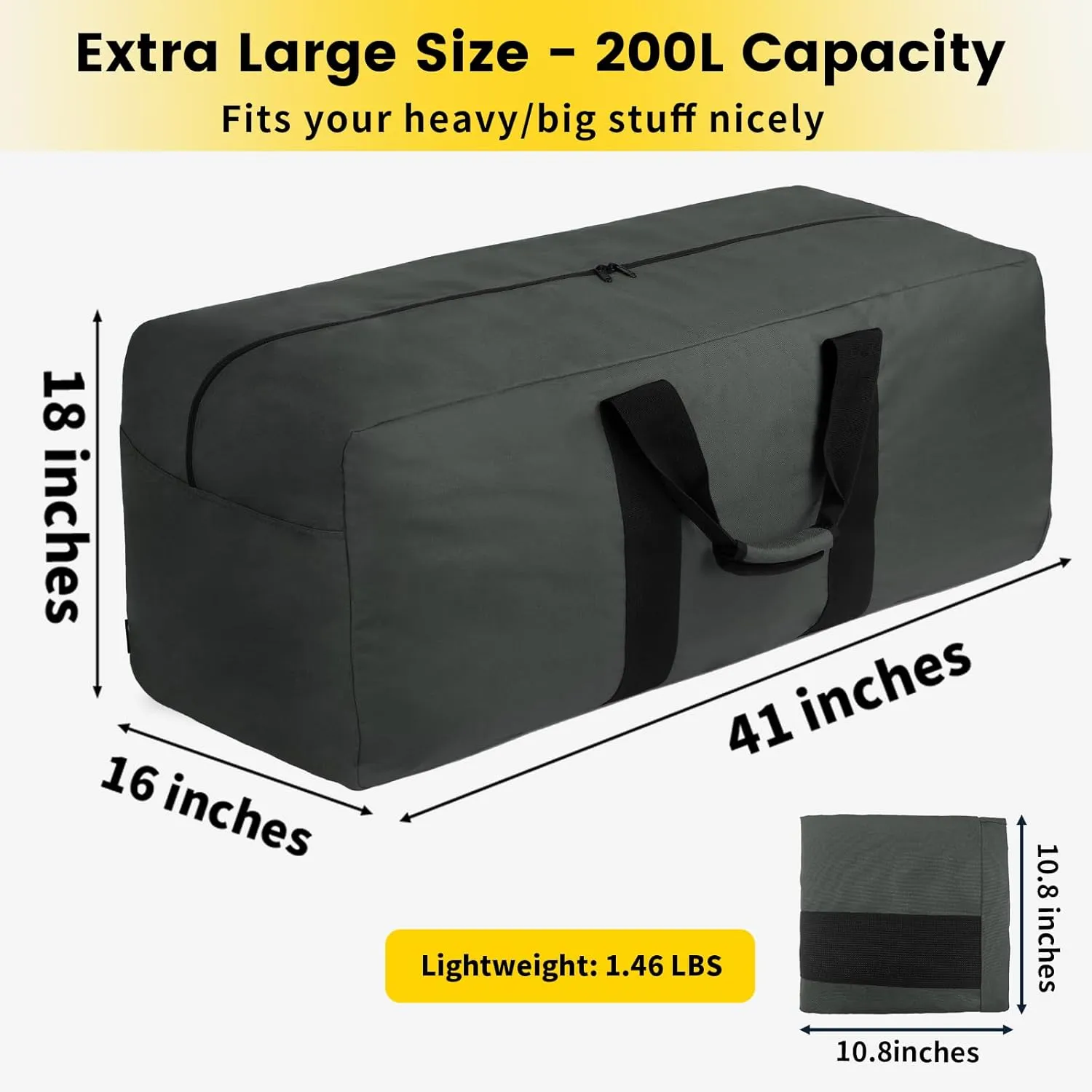 Vorspack Extra Large Duffle Bag for Travel - 200L Duffel Bag for Men Gear Bag for Storage Foldable Weekender Bag for Overnight Camping - Grey