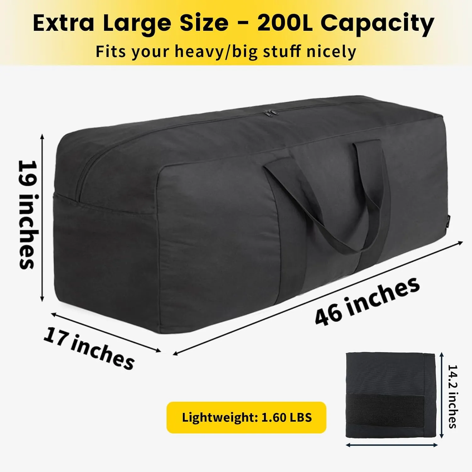 Vorspack Extra Large Duffle Bag for Travel - 250L Duffel Bag for Men Gear Bag for Storage Foldable Weekender Bag for Overnight Camping - Black