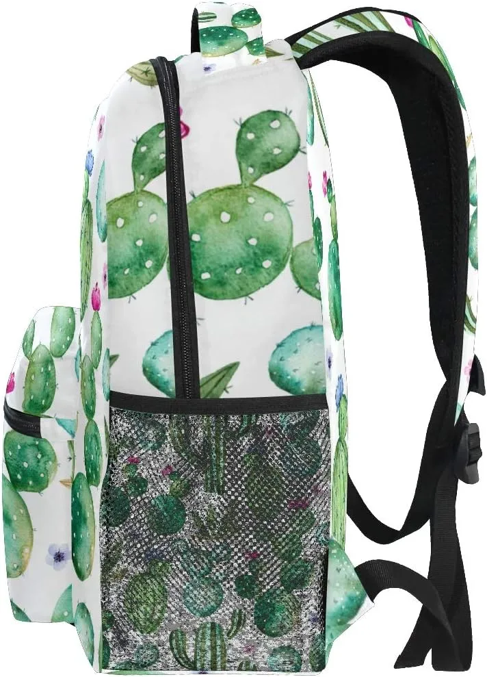 Wamika Watercolor Cactus Backpacks for Girls Kids Boys Tropical Desert Plant Cacti School Book Bags Waterproof Student Laptop Backpack College Carrying Bag Casual Lightweight Travel Sports Day packs