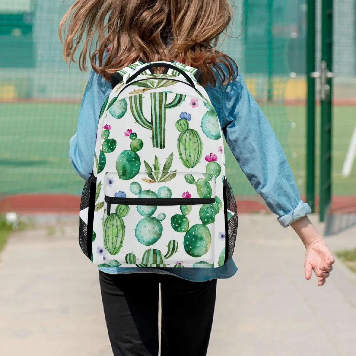 Wamika Watercolor Cactus Backpacks for Girls Kids Boys Tropical Desert Plant Cacti School Book Bags Waterproof Student Laptop Backpack College Carrying Bag Casual Lightweight Travel Sports Day packs