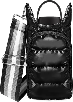Water Bottle Holder with Strap Quilted Crossbody HydroBag Stylish Puffer Waterbottle Purses Water Bottle Sling Bag Water Bottle Accessories for Gifts Outdoor Travel Walking Hiking Camping