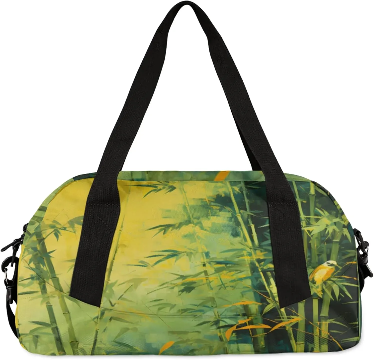 Watercolor Bamboos Pattern Kids Duffel Bag Lightweight Waterproof Sports Gym Bag with Front Zipper Pocket Foldable Weekender Overnight Bag for School Practice Gymnastic Ballet