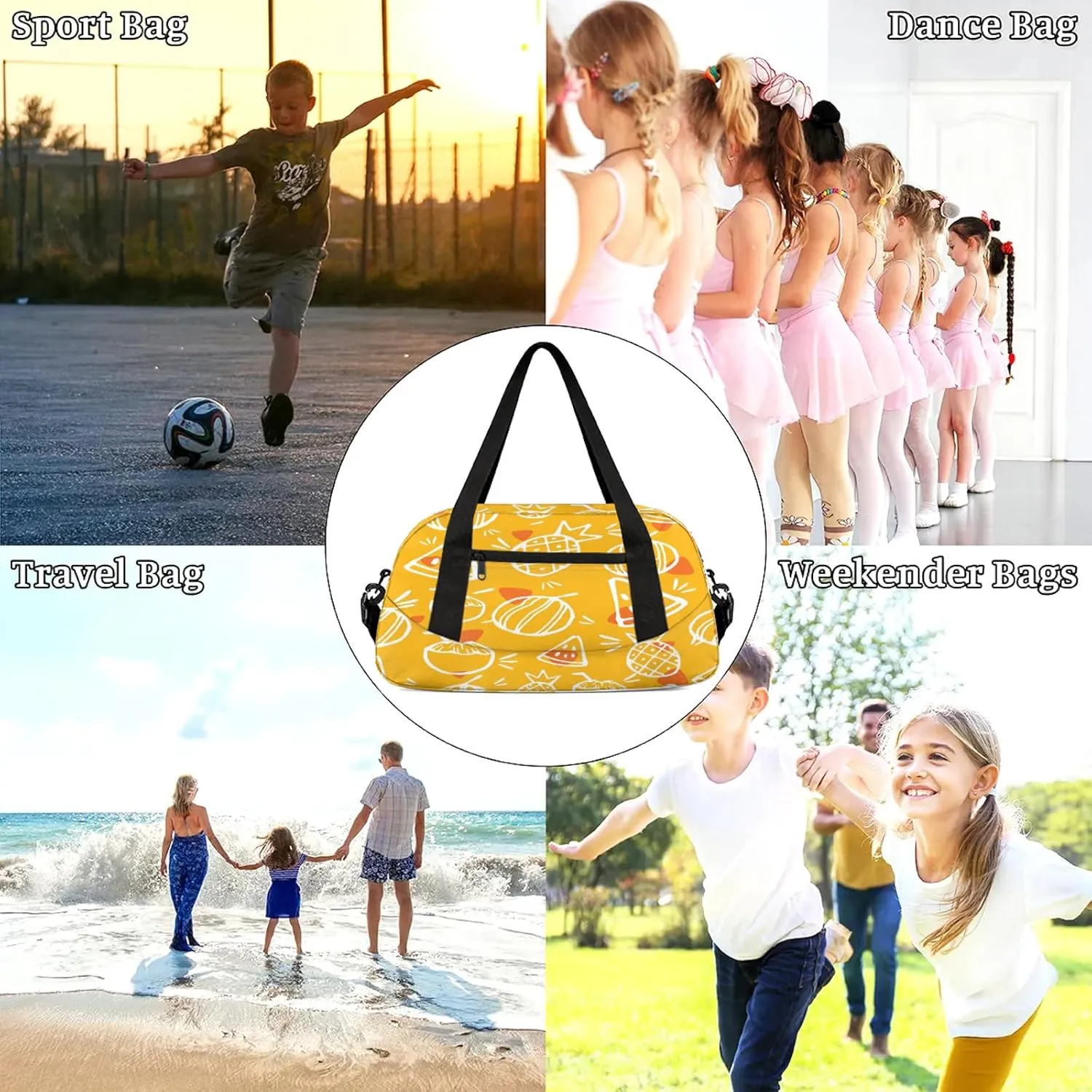 Watercolor Watermelon Fruit Pattern Kids Duffel Bag Lightweight Waterproof Sports Gym Bag with Front Zipper Pocket Foldable Weekender Overnight Bag for School Practice Gymnastic Ballet