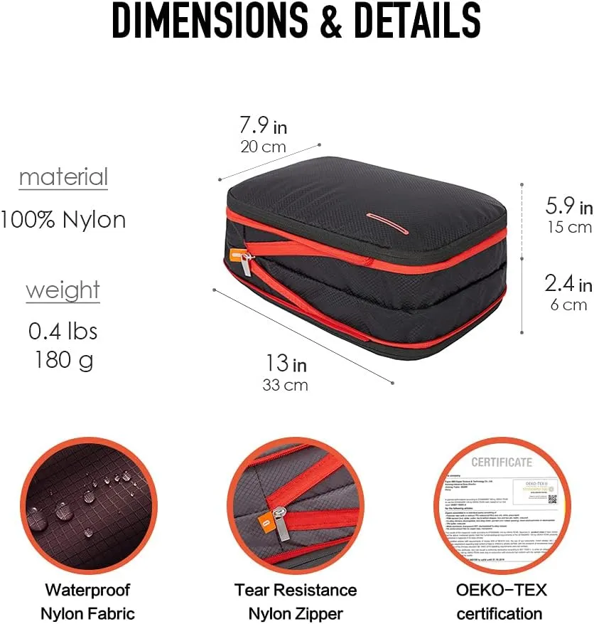 Waterproof Compression Packing Cubes,Travel Packing organizers for Carry on Luggage,Backpacking, Suitcases
