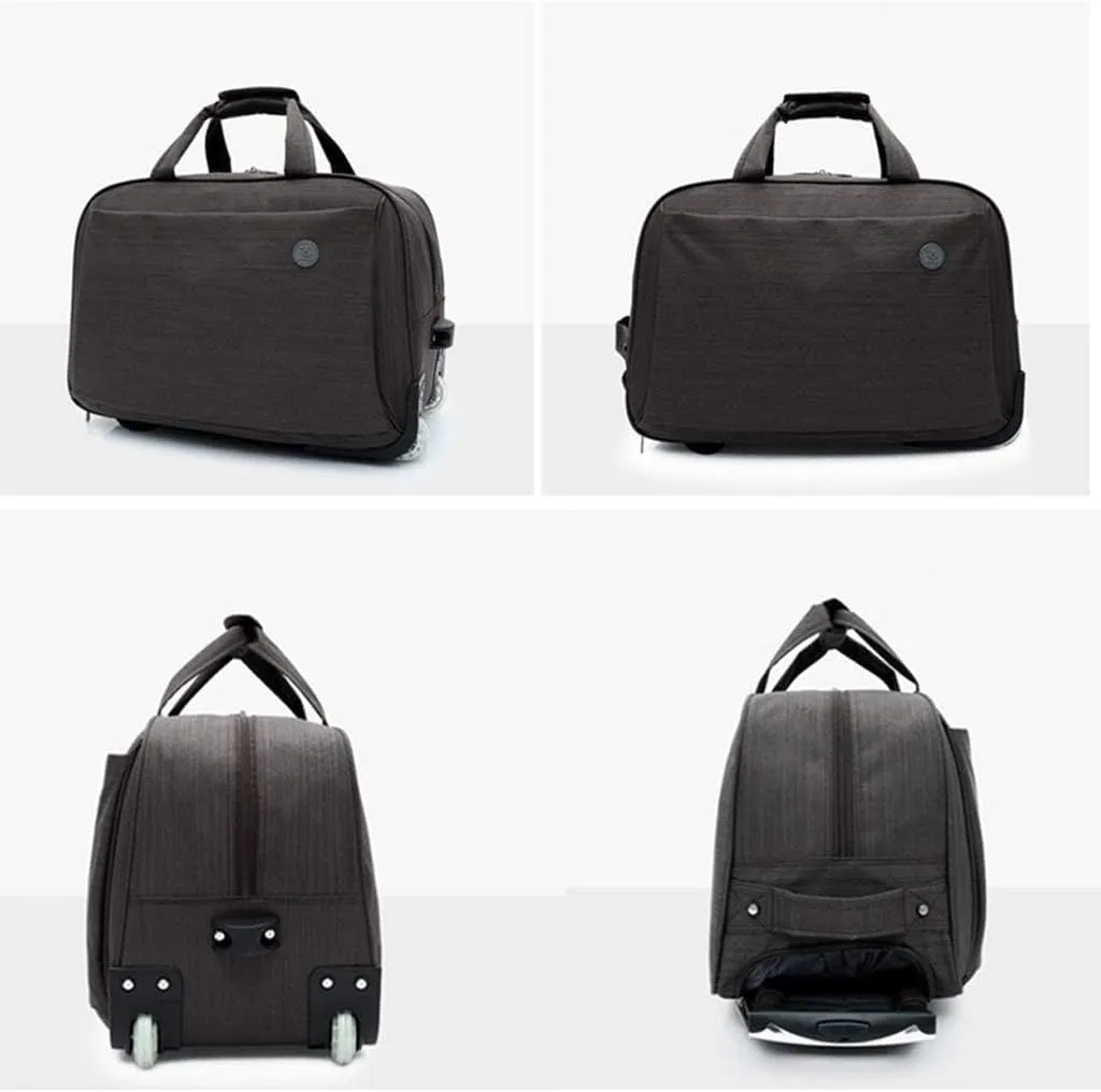 Waterproof Rolling Duffel Bag Wheeled Business Carry on Luggage, Soft Rolling Tote Travel Bag Suitcases on Wheels, Overnight Weekender Bags for Man (Color : Brown, Size : Large)