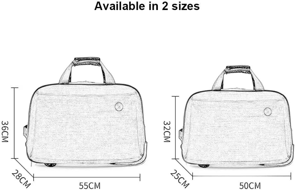 Waterproof Rolling Duffel Bag Wheeled Business Carry on Luggage, Soft Rolling Tote Travel Bag Suitcases on Wheels, Overnight Weekender Bags for Man (Color : Brown, Size : Large)
