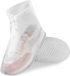 Waterproof Shoe Covers 2 Pairs, Silicone Non-slip Overshoes, Recyclable Shoe Booties Covers for Rain, Boot Covers for Outdoor, Shoes Cover for Men and Women Children (XL)