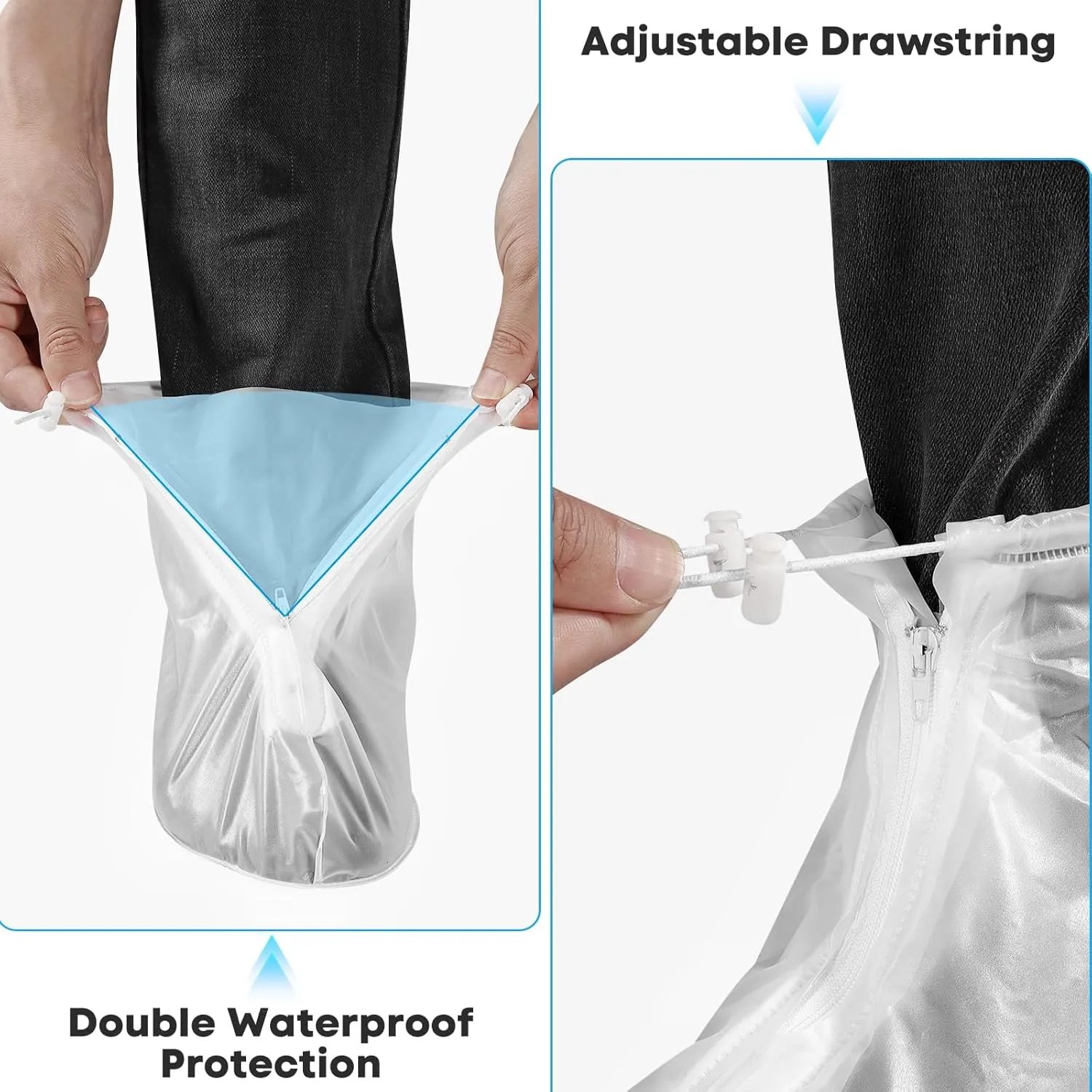 Waterproof Shoe Covers 2 Pairs, Silicone Non-slip Overshoes, Recyclable Shoe Booties Covers for Rain, Boot Covers for Outdoor, Shoes Cover for Men and Women Children (XL)