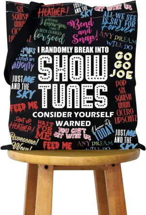 WCGXKO Musical Inspired Gift Musical Theatre Canvas Shopping Bag Tote Bag