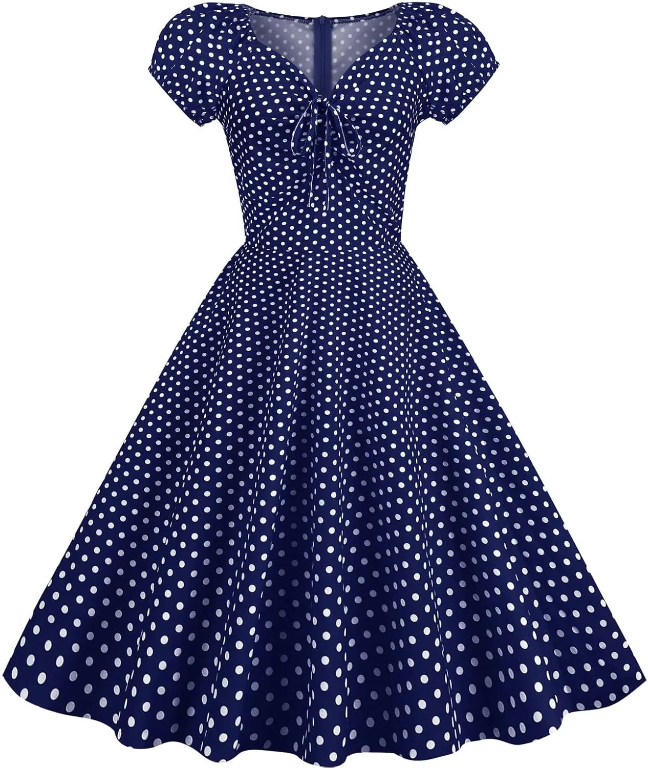 Wedding Guest Dresses for Women Vintage Short Sleeve Polka Audrey 1950s Retro Cocktail Dress Hepburn Prom Party Dress