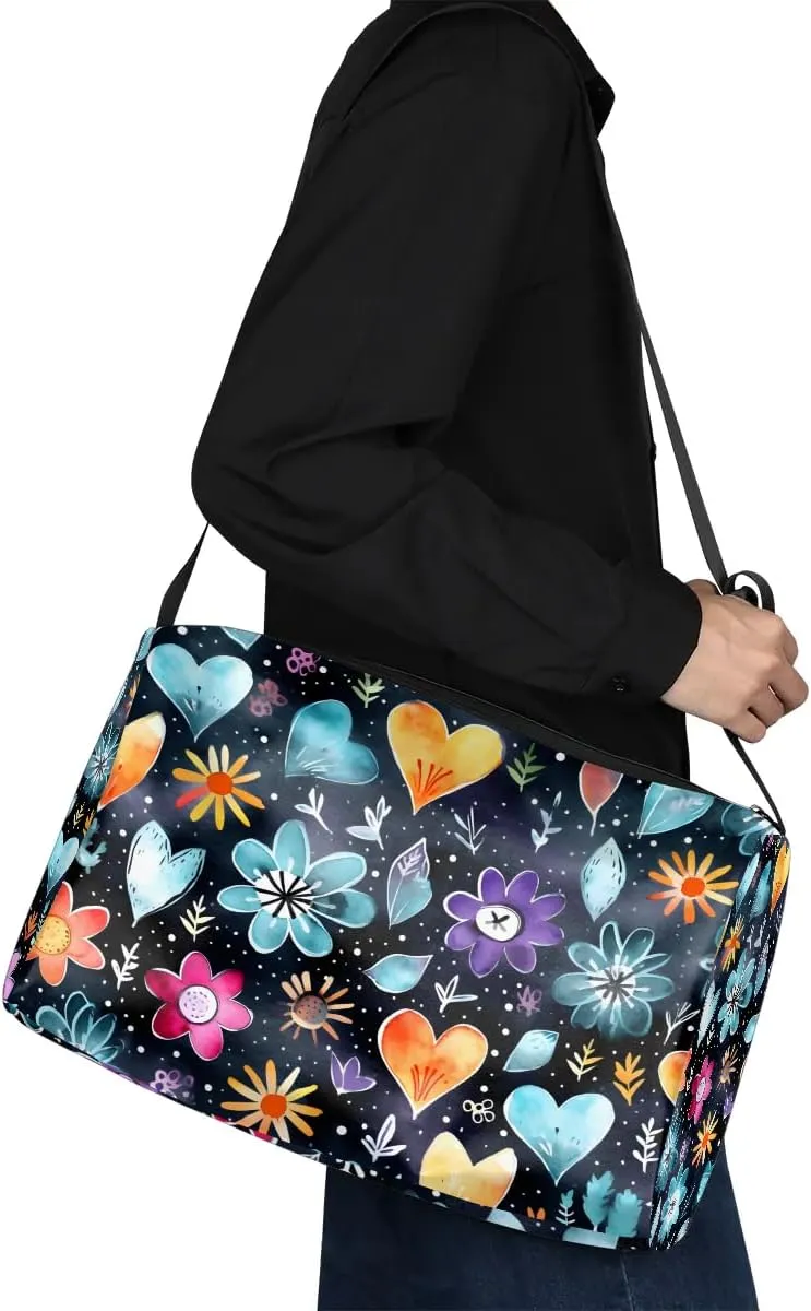 Weekend Bag Abstract Colorful Exquisite Prints Lightweight Carry On Duffel Bag Waterproof Gym Bag Pu Leather Duffle Bag for Workout Travel Sport