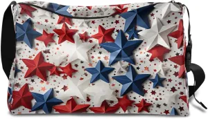 Weekend Bag America Patriotic Patterns Lightweight Carry On Duffel Bag Waterproof Gym Bag Pu Leather Duffle Bag for Workout Travel Sport