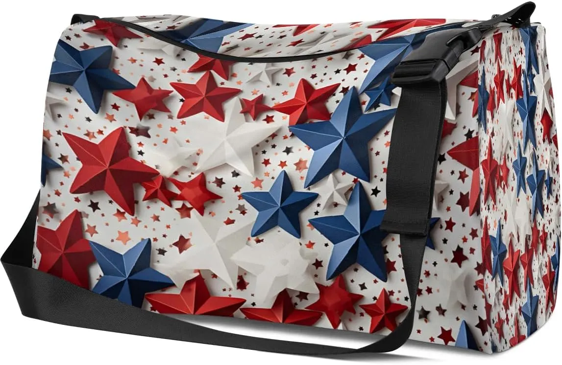 Weekend Bag America Patriotic Patterns Lightweight Carry On Duffel Bag Waterproof Gym Bag Pu Leather Duffle Bag for Workout Travel Sport