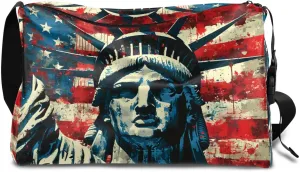Weekend Bag America Statue of Liberty Lightweight Carry On Duffel Bag Waterproof Gym Bag Pu Leather Duffle Bag for Workout Travel Sport
