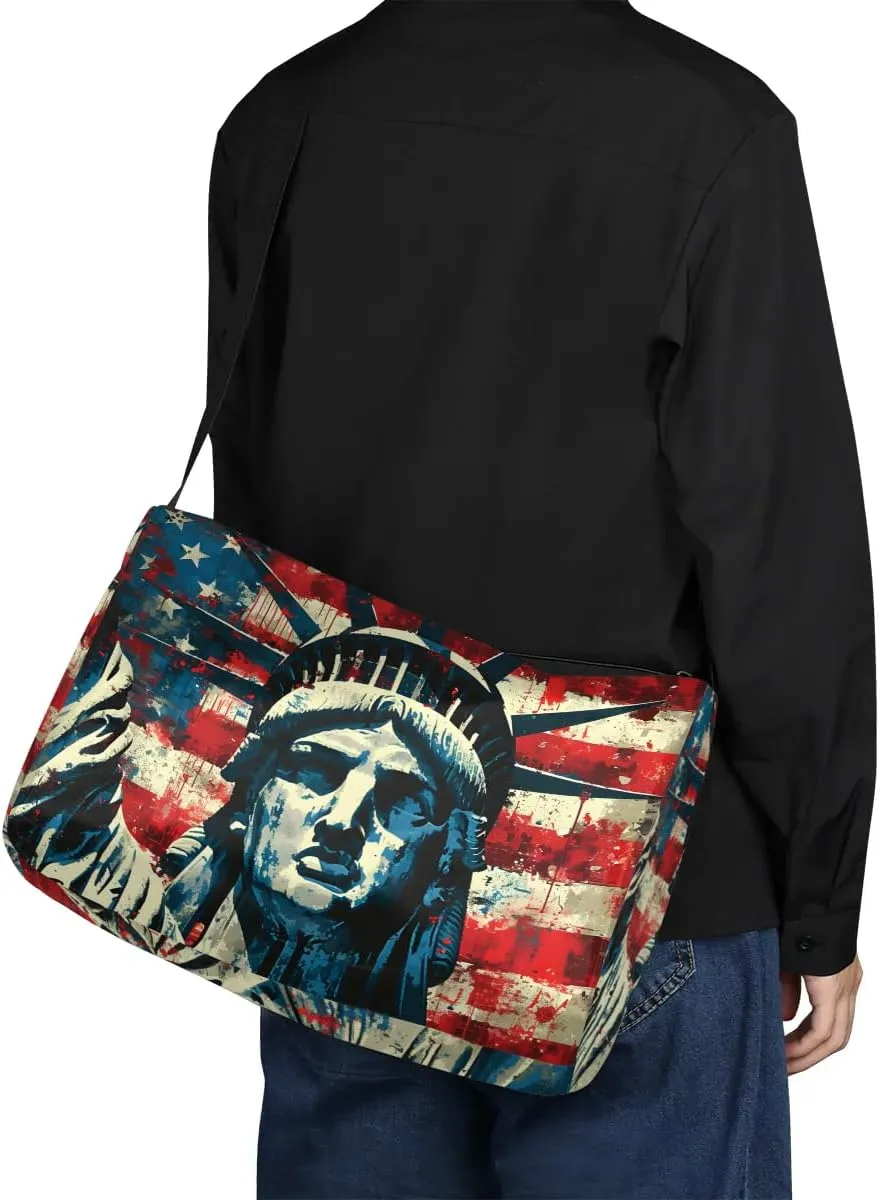 Weekend Bag America Statue of Liberty Lightweight Carry On Duffel Bag Waterproof Gym Bag Pu Leather Duffle Bag for Workout Travel Sport